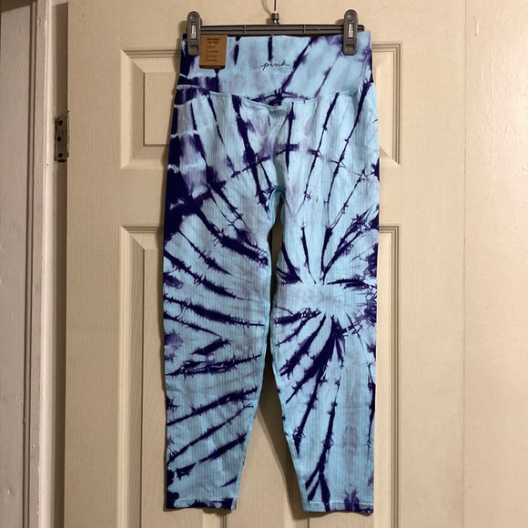 NWT Pink Seamless High Waist 7/8 Workout Tight - Blue Breeze Spiral Tie Dye - Picture 7 of 13
